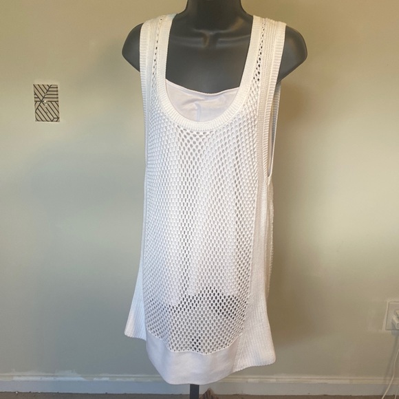 Banana Republic Sweaters - NWT BANANA REPUBLIC WOMEN’S WHITE SLEEVELESS KNIT SWEATER MESH TOP